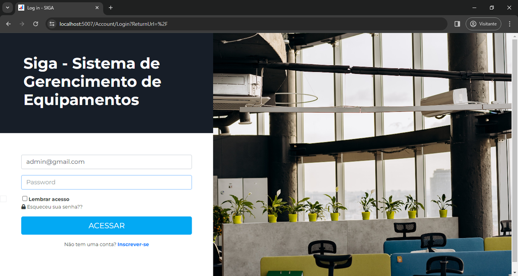 Sistema 100% Web com acesso personalizado.